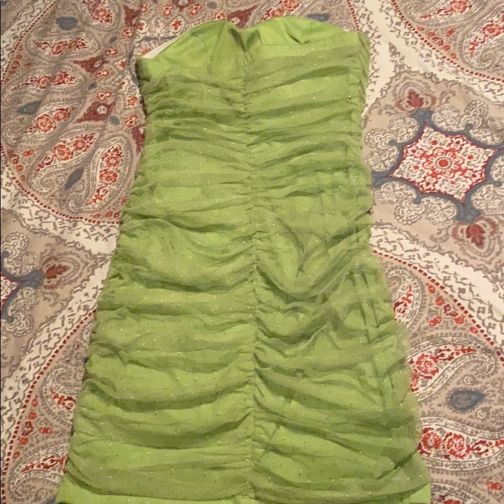 Green strapless mini dress - Picture 3 of 5